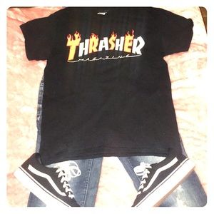 Thrasher Flame Black T-Shirt